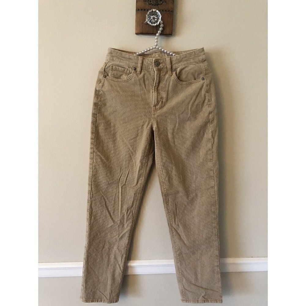 American Eagle Outfitters Size 2 Mom Straight Jean Tan Corduroy Pants Stretch